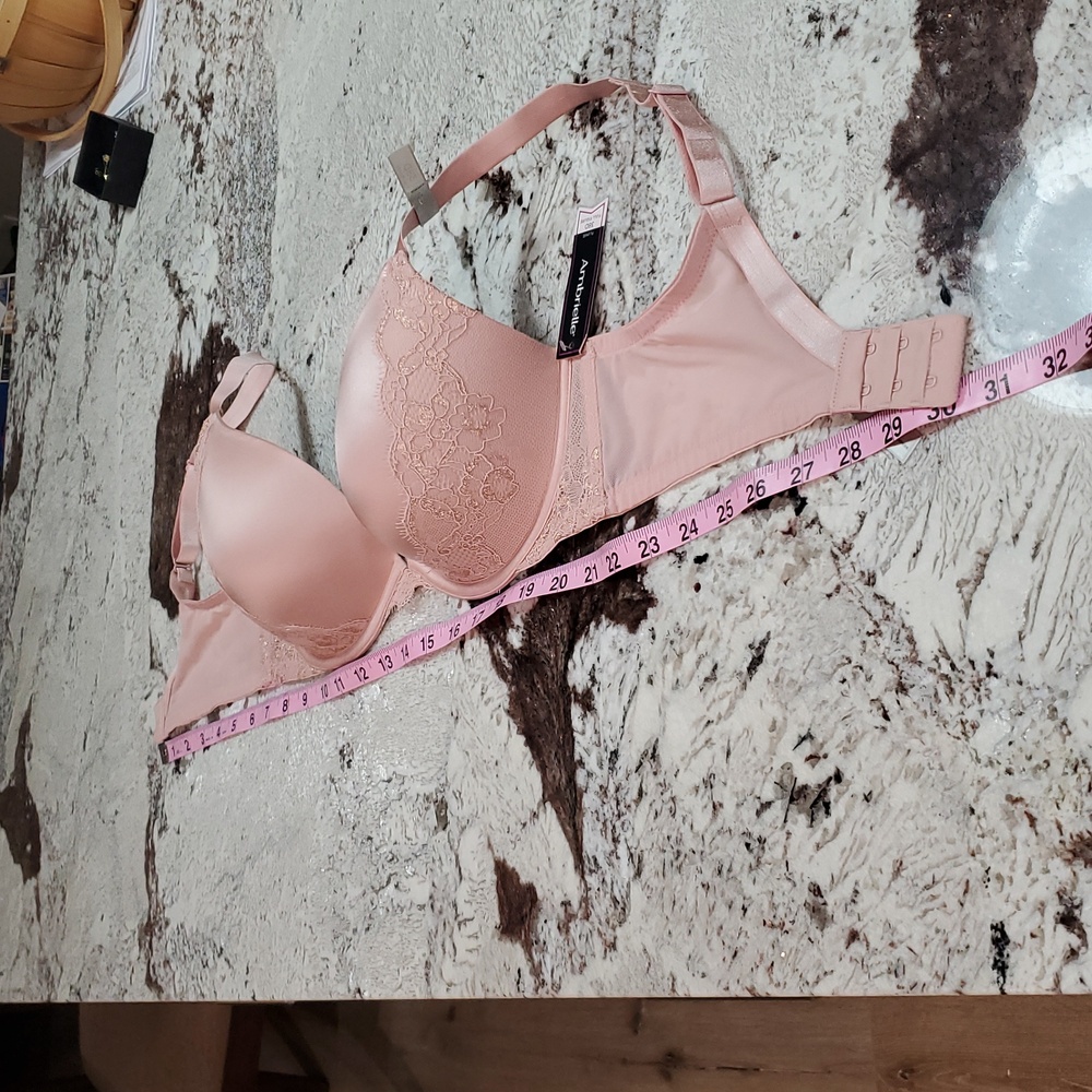 New Ambrielle Pink Plunge Bra with Lace Detail - Picture 7 of 10